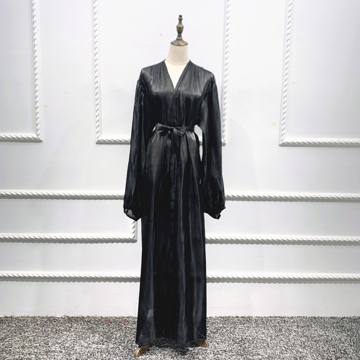 Elegant Puff Sleeve Dubai Turkey Abayas For Women Islam Cardigan