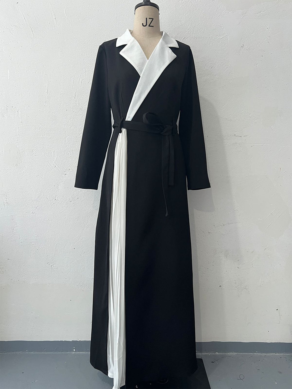 Color blocking patchwork pleated Dubai robe dress for women