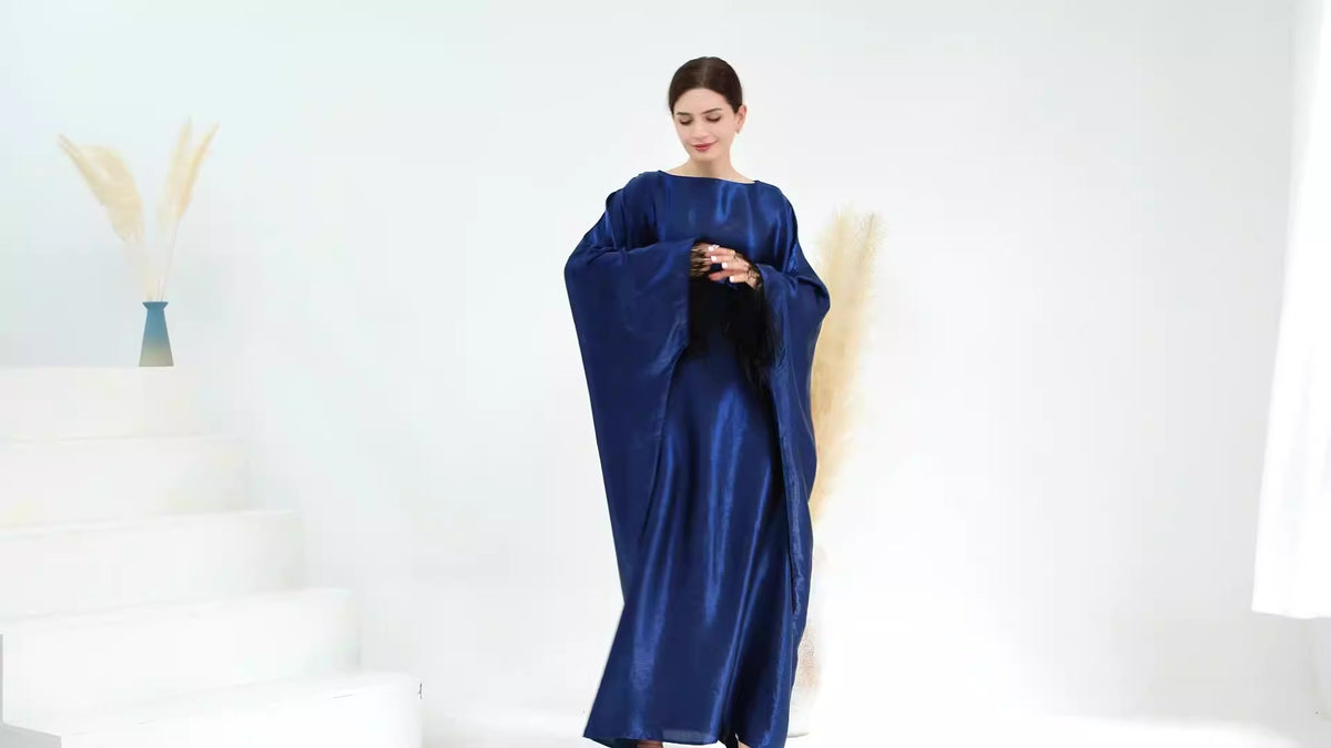 Dubai Spring/Summer Party Fur Sleeves Dress Robe