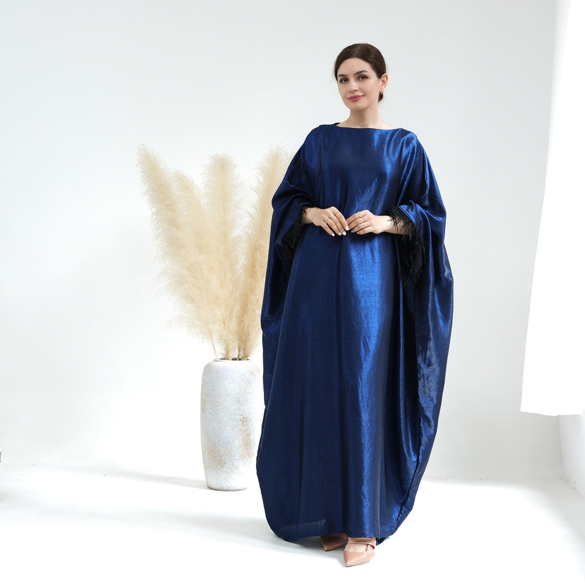 Dubai Spring/Summer Party Fur Sleeves Dress Robe