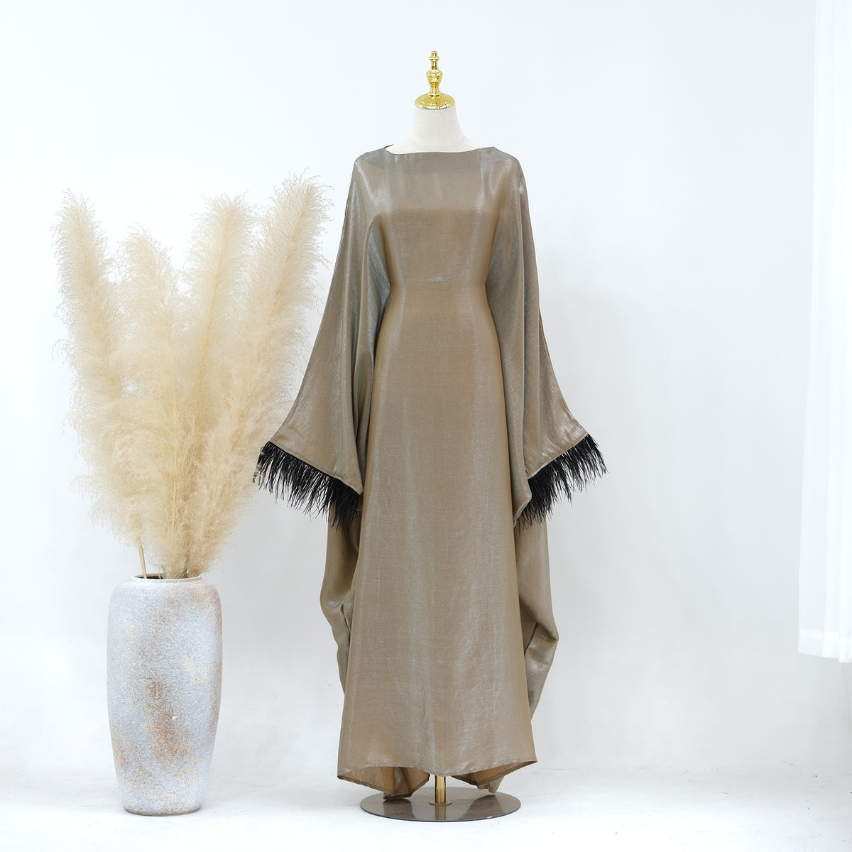 Dubai Spring/Summer Party Fur Sleeves Dress Robe