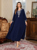 Elegant Arabic Muslim Long Dress Dubai Style Islamic Women's Clothing
