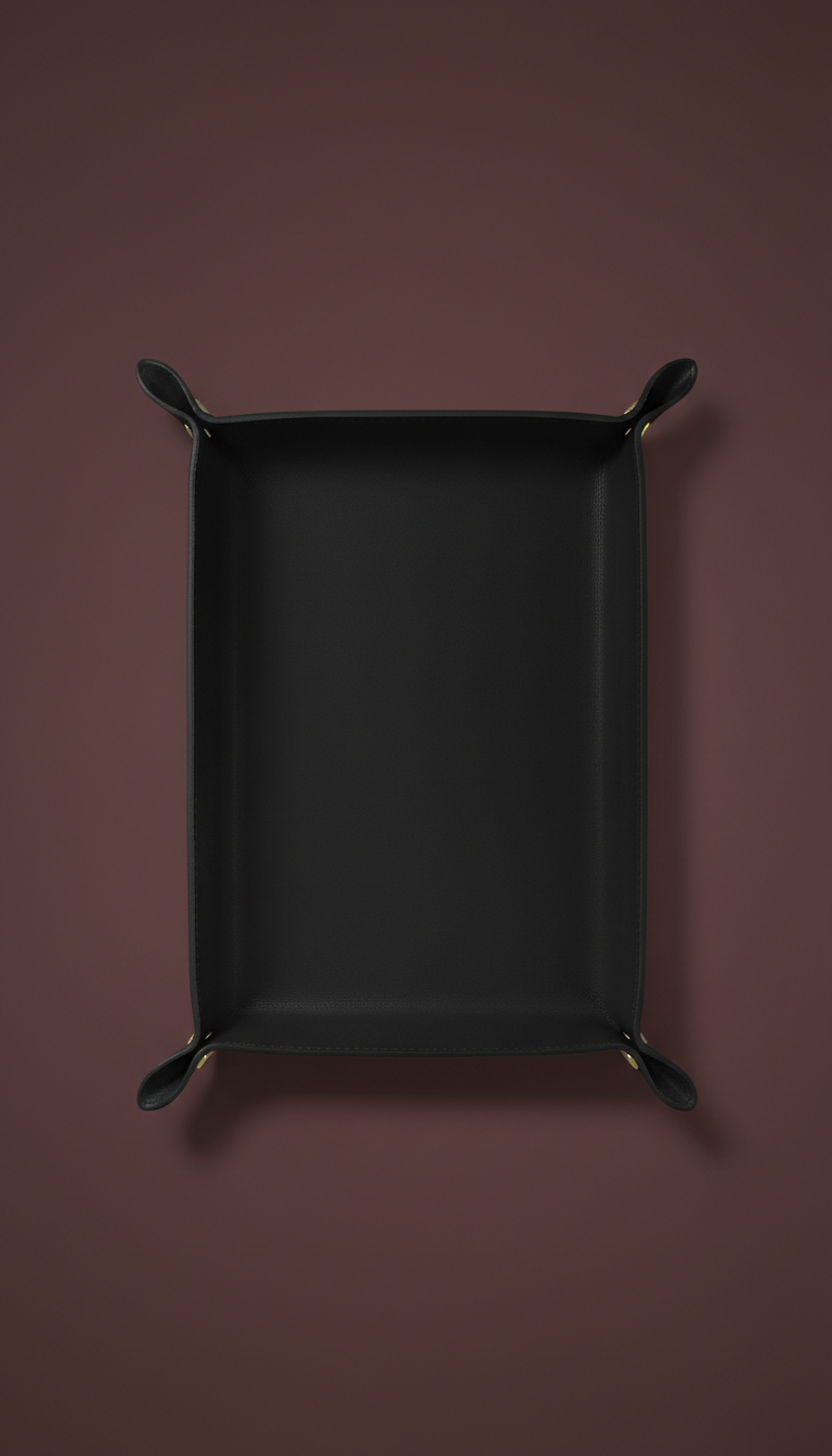 Matte Black Leather Valet Tray