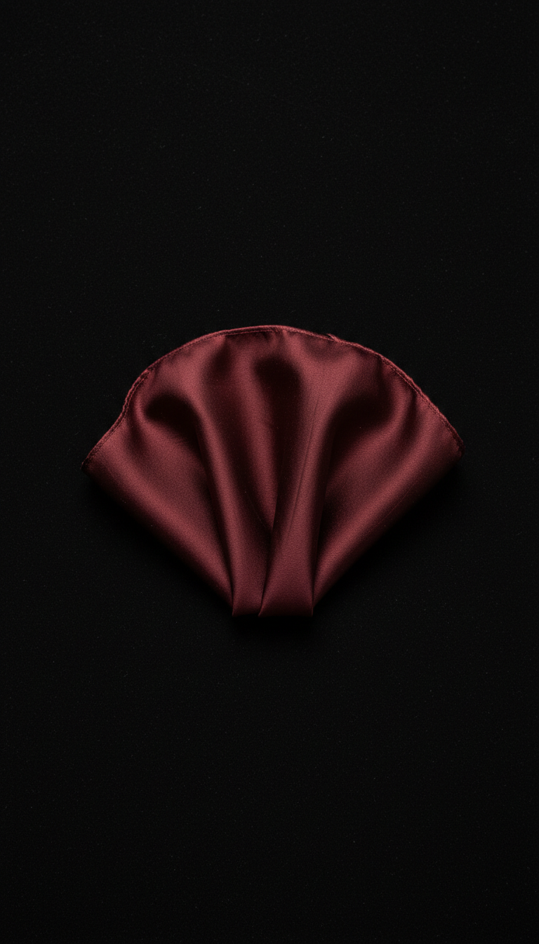 Oxblood Silk Pocket Square Hand-Rolled