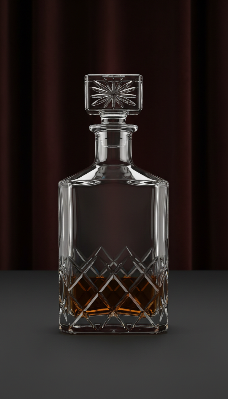 Crystal Whiskey Decanter With Faceted Stopper